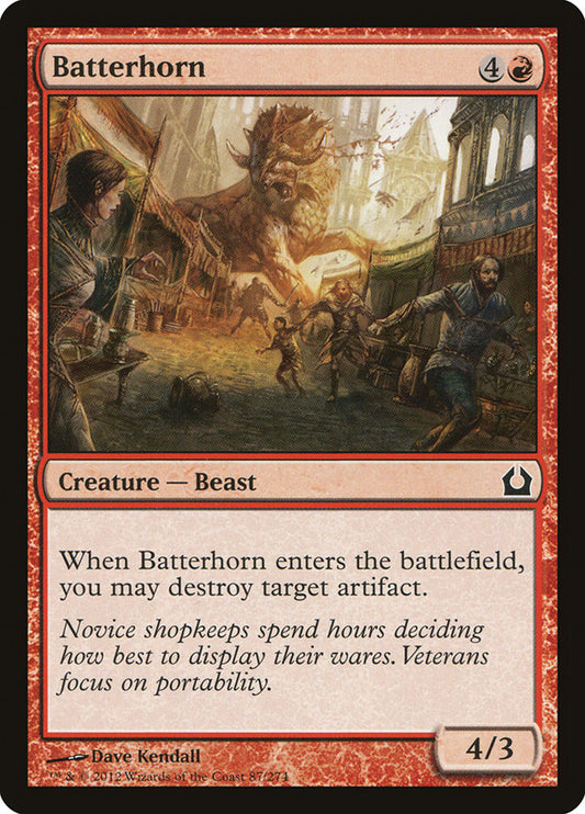 This Is An Image Of The Magic The Gathering Card Batterhorn From The Set Return to Ravnica - Designed By Artist Dave Kendall
