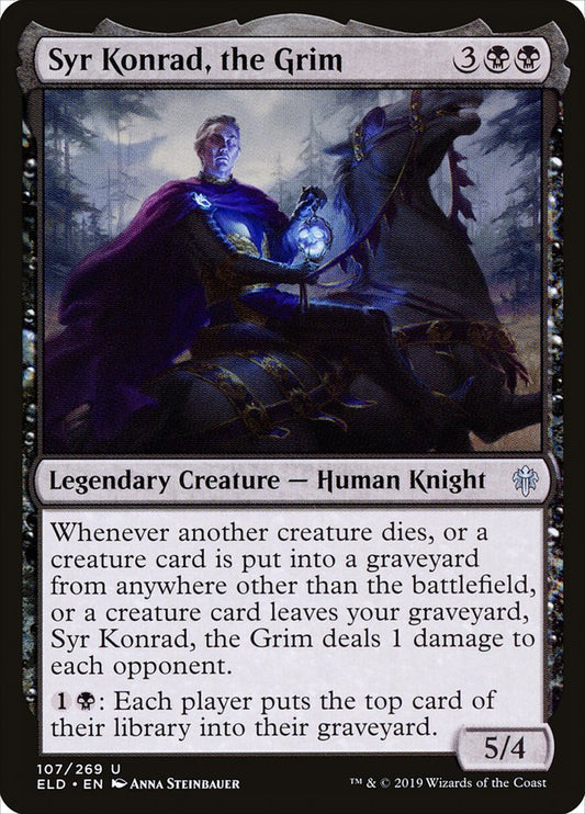 This Is An Image Of The Magic The Gathering Card Syr Konrad, the Grim From The Set Duskmourn: House of Horror Commander - Designed By Artist Anna Steinbauer