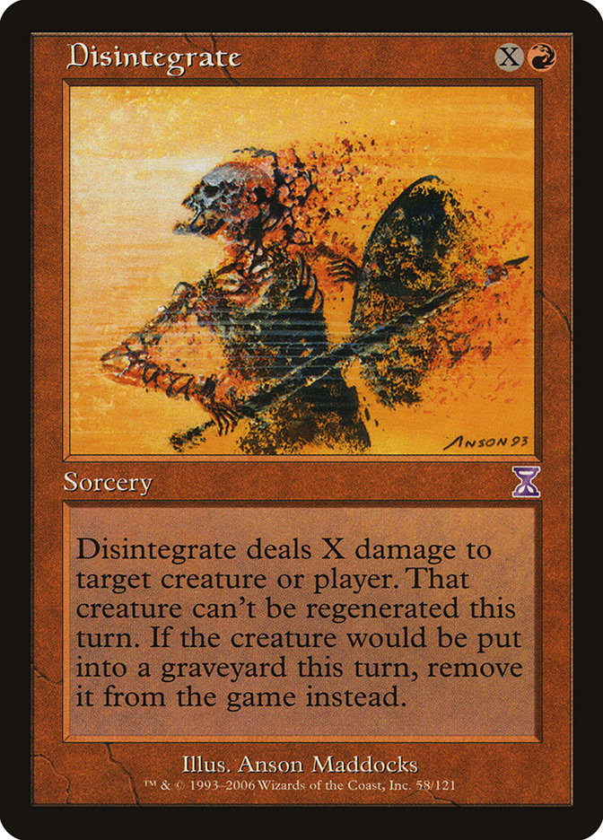 This Is An Image Of The Magic The Gathering Card Disintegrate From The Set Time Spiral Timeshifted - Designed By Artist Anson Maddocks