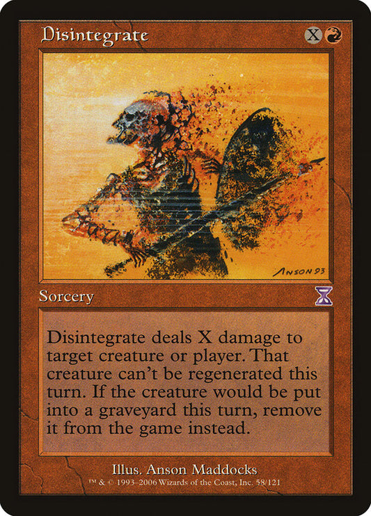 This Is An Image Of The Magic The Gathering Card Disintegrate From The Set Time Spiral Timeshifted - Designed By Artist Anson Maddocks