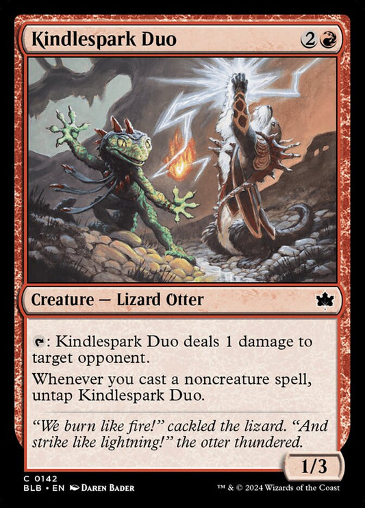 This Is An Image Of The Magic The Gathering Card Kindlespark Duo From The Set Bloomburrow - Designed By Artist Daren Bader