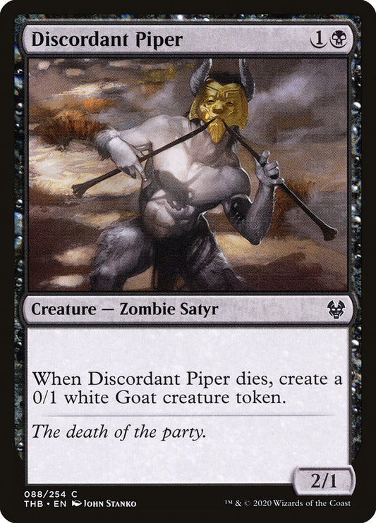 This Is An Image Of The Magic The Gathering Card Discordant Piper From The Set Theros Beyond Death - Designed By Artist John Stanko