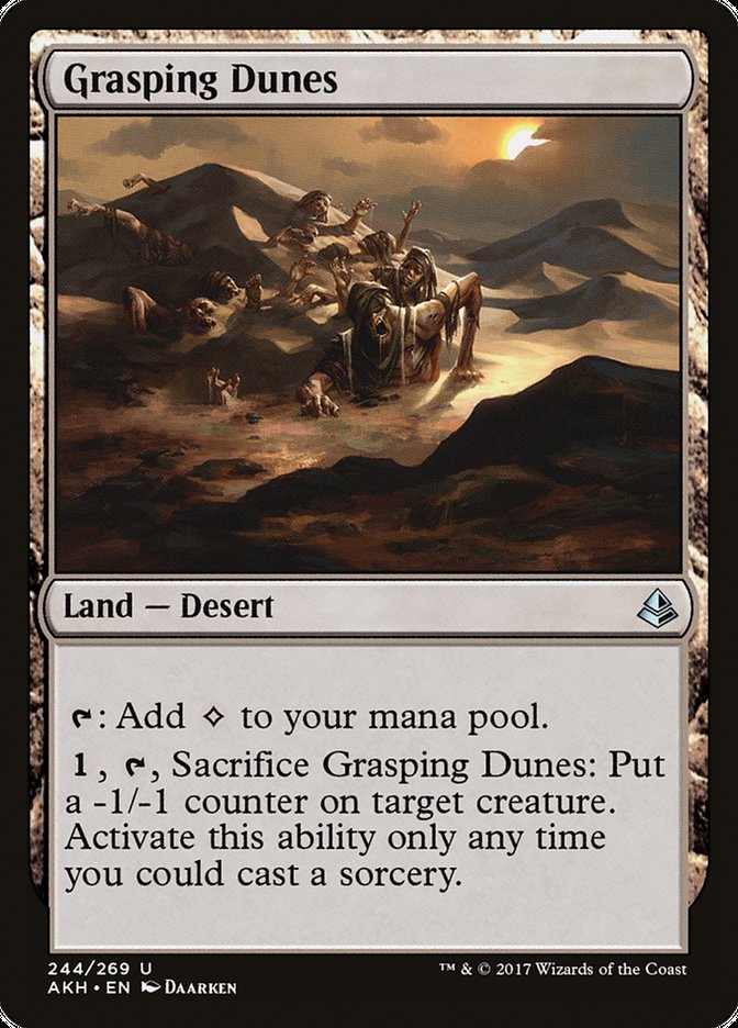 This Is An Image Of The Magic The Gathering Card Grasping Dunes From The Set Amonkhet - Designed By Artist Daarken