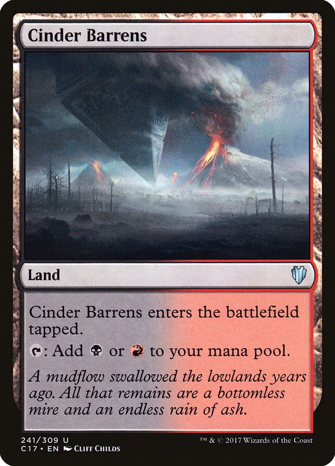 This Is An Image Of The Magic The Gathering Card Cinder Barrens From The Set Commander 2019 - Designed By Artist Titus Lunter