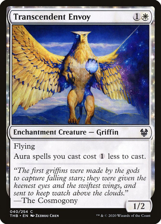 This Is An Image Of The Magic The Gathering Card Transcendent Envoy From The Set Theros Beyond Death - Designed By Artist Zezhou Chen