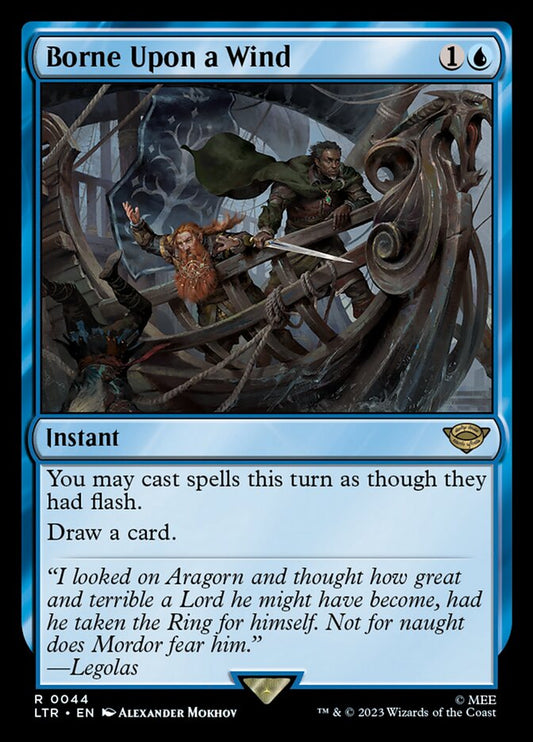 This Is An Image Of The Magic The Gathering Card Borne Upon a Wind From The Set The Lord of the Rings: Tales of Middle-earth - Designed By Artist Alexander Mokhov