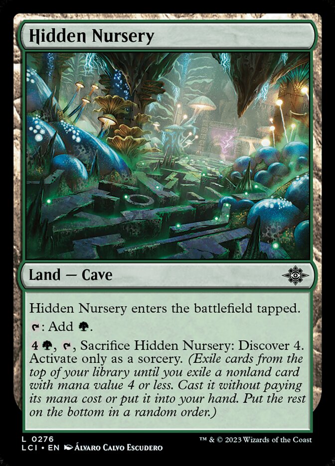 This Is An Image Of The Magic The Gathering Card Hidden Nursery From The Set The Lost Caverns of Ixalan - Designed By Artist Álvaro Calvo Escudero