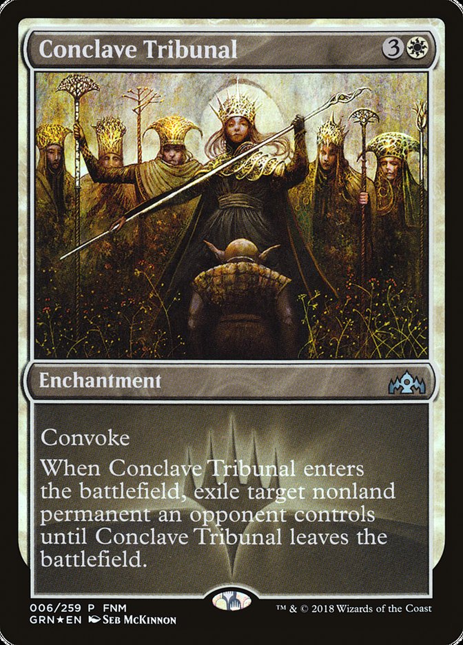 This Is An Image Of The Magic The Gathering Card Conclave Tribunal From The Set Ravnica: Clue Edition - Designed By Artist Seb McKinnon
