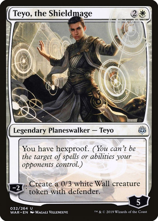 This Is An Image Of The Magic The Gathering Card Teyo, the Shieldmage From The Set War of the Spark - Designed By Artist Magali Villeneuve