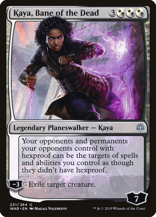 This Is An Image Of The Magic The Gathering Card Kaya, Bane of the Dead From The Set War of the Spark - Designed By Artist Magali Villeneuve