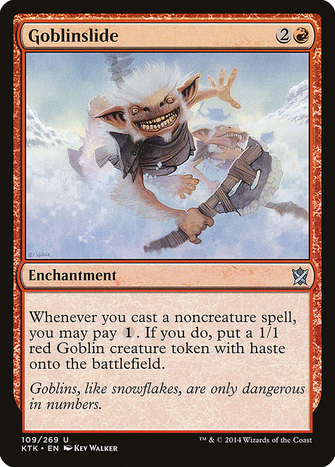 This Is An Image Of The Magic The Gathering Card Goblinslide From The Set Khans of Tarkir - Designed By Artist Kev Walker
