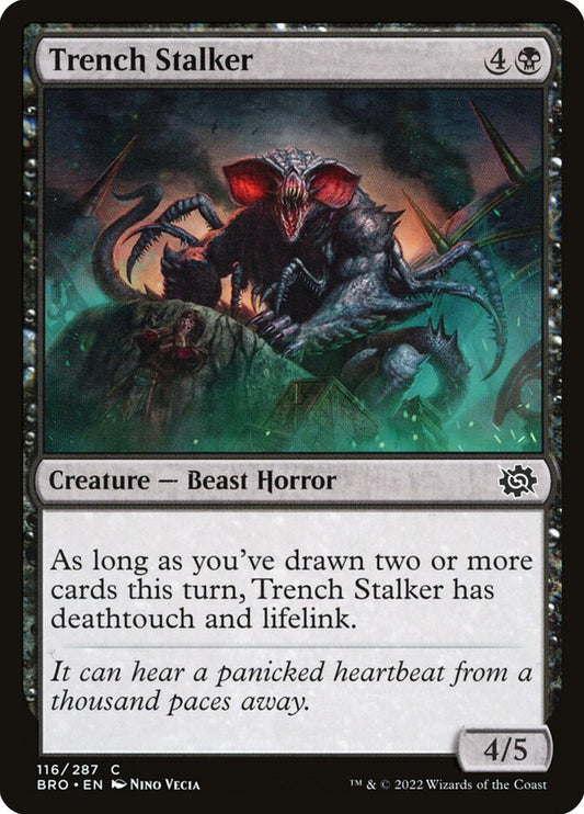 This Is An Image Of The Magic The Gathering Card Trench Stalker From The Set The Brothers' War - Designed By Artist Nino Vecia