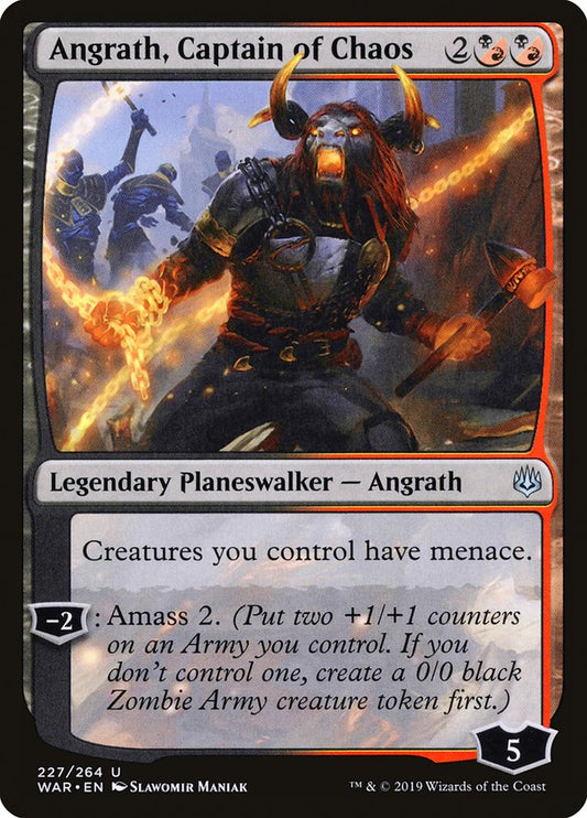 This Is An Image Of The Magic The Gathering Card Angrath, Captain of Chaos From The Set War of the Spark - Designed By Artist Slawomir Maniak