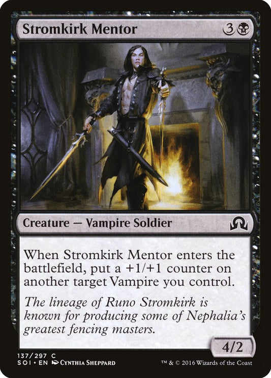 This Is An Image Of The Magic The Gathering Card Stromkirk Mentor From The Set Shadows over Innistrad - Designed By Artist Cynthia Sheppard
