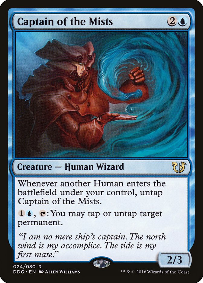 This Is An Image Of The Magic The Gathering Card Captain of the Mists From The Set Duel Decks: Blessed vs. Cursed - Designed By Artist Allen Williams