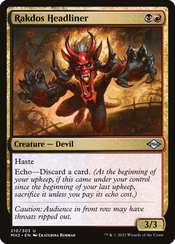 This Is An Image Of The Magic The Gathering Card Rakdos Headliner From The Set Modern Horizons 2 - Designed By Artist Ekaterina Burmak