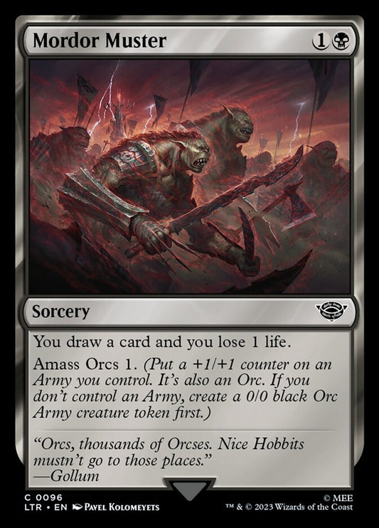 This Is An Image Of The Magic The Gathering Card Mordor Muster From The Set The Lord of the Rings: Tales of Middle-earth - Designed By Artist Pavel Kolomeyets