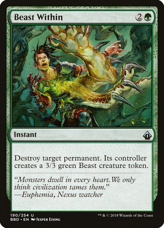 This Is An Image Of The Magic The Gathering Card Beast Within From The Set Tarkir: Dragonstorm Commander - Designed By Artist Jesper Ejsing