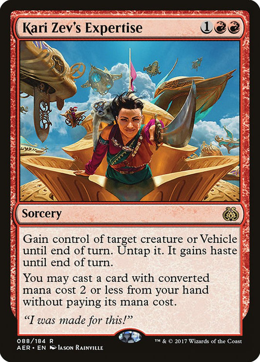 This Is An Image Of The Magic The Gathering Card Kari Zev's Expertise From The Set Aether Revolt - Designed By Artist Jason Rainville