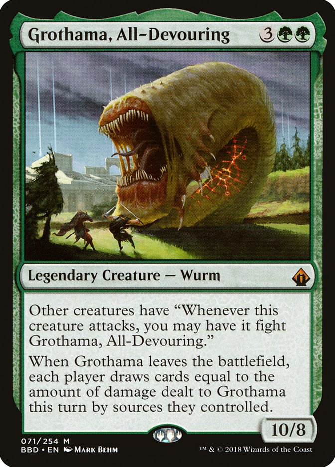 This Is An Image Of The Magic The Gathering Card Grothama, All-Devouring From The Set Battlebond - Designed By Artist Mark Behm