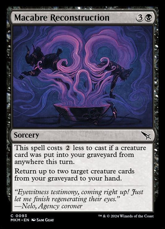 This Is An Image Of The Magic The Gathering Card Macabre Reconstruction From The Set Murders at Karlov Manor - Designed By Artist Sam Guay