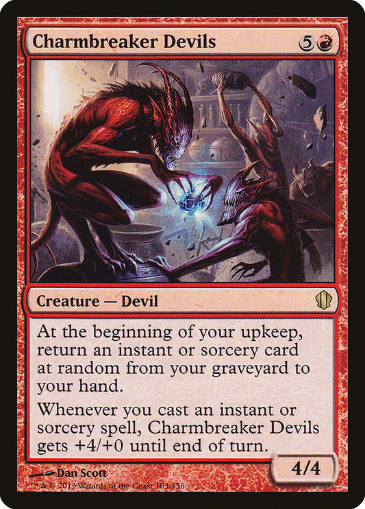 This Is An Image Of The Magic The Gathering Card Charmbreaker Devils From The Set Commander 2021 - Designed By Artist Dan Murayama Scott