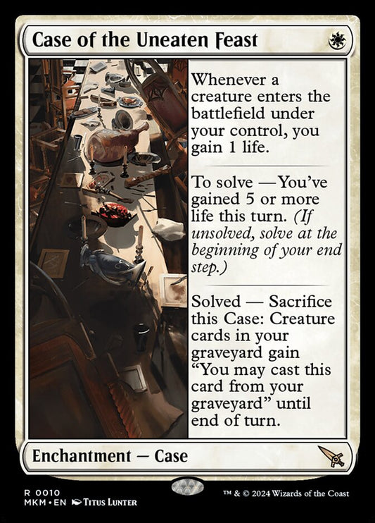 This Is An Image Of The Magic The Gathering Card Case of the Uneaten Feast From The Set Murders at Karlov Manor - Designed By Artist Titus Lunter