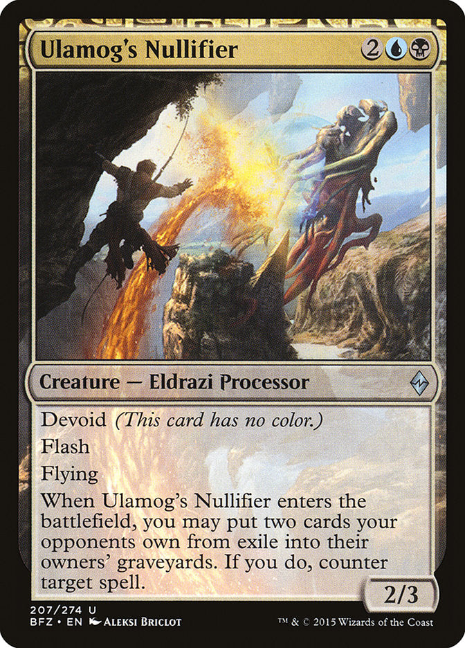 This Is An Image Of The Magic The Gathering Card Ulamog's Nullifier From The Set Battle for Zendikar - Designed By Artist Aleksi Briclot