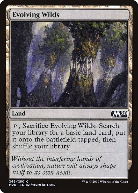 This Is An Image Of The Magic The Gathering Card Evolving Wilds From The Set Tarkir: Dragonstorm - Designed By Artist Leon Tukker