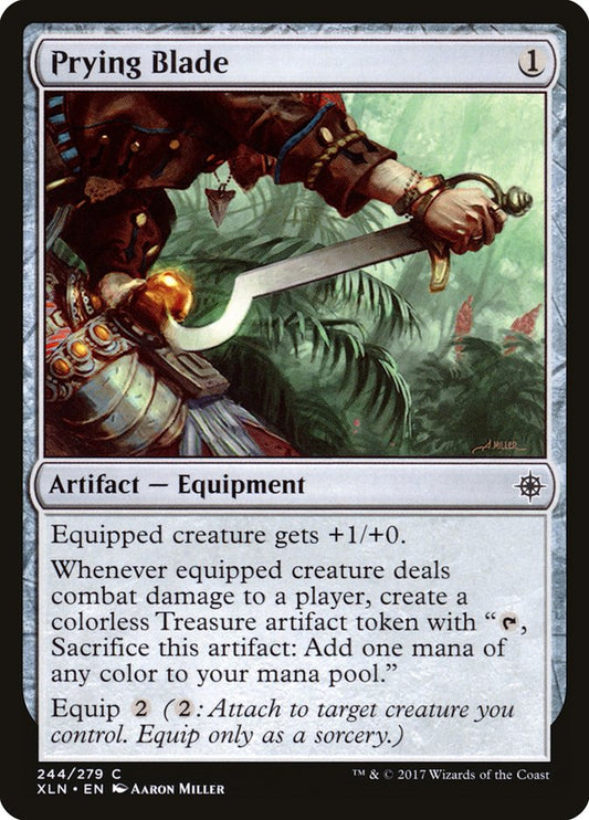 This Is An Image Of The Magic The Gathering Card Prying Blade From The Set Ixalan - Designed By Artist Aaron Miller