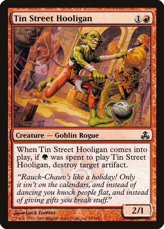 This Is An Image Of The Magic The Gathering Card Tin Street Hooligan From The Set Guildpact - Designed By Artist Luca Zontini
