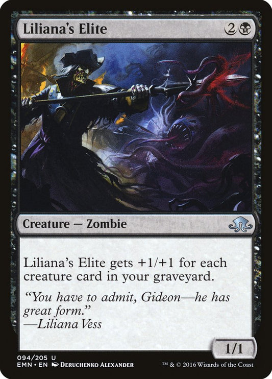 This Is An Image Of The Magic The Gathering Card Liliana's Elite From The Set Double Masters 2022 - Designed By Artist Deruchenko Alexander