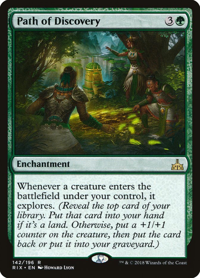 This Is An Image Of The Magic The Gathering Card Path of Discovery From The Set Rivals of Ixalan - Designed By Artist Howard Lyon