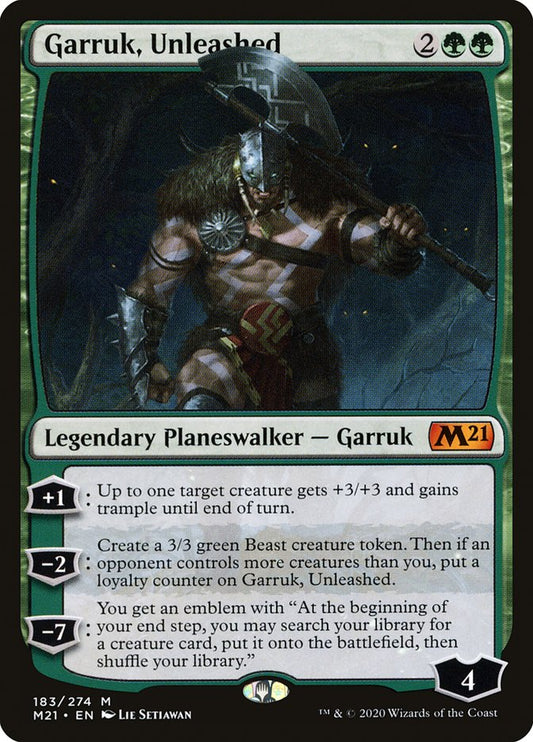 This Is An Image Of The Magic The Gathering Card Garruk, Unleashed From The Set Core Set 2021 - Designed By Artist Lie Setiawan