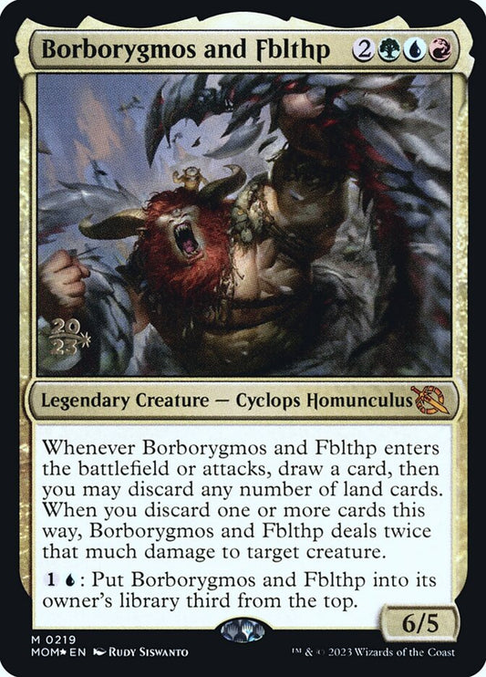 This Is An Image Of The Magic The Gathering Card Borborygmos and Fblthp From The Set March of the Machine - Designed By Artist Rudy Siswanto
