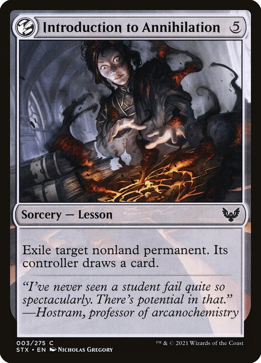 This Is An Image Of The Magic The Gathering Card Introduction to Annihilation From The Set Strixhaven: School of Mages - Designed By Artist Nicholas Gregory