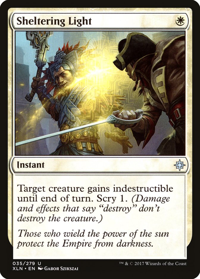 This Is An Image Of The Magic The Gathering Card Sheltering Light From The Set Ixalan - Designed By Artist Gabor Szikszai