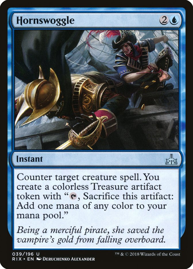 This Is An Image Of The Magic The Gathering Card Hornswoggle From The Set Rivals of Ixalan - Designed By Artist Deruchenko Alexander