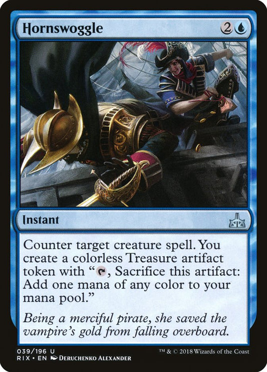 This Is An Image Of The Magic The Gathering Card Hornswoggle From The Set Rivals of Ixalan - Designed By Artist Deruchenko Alexander
