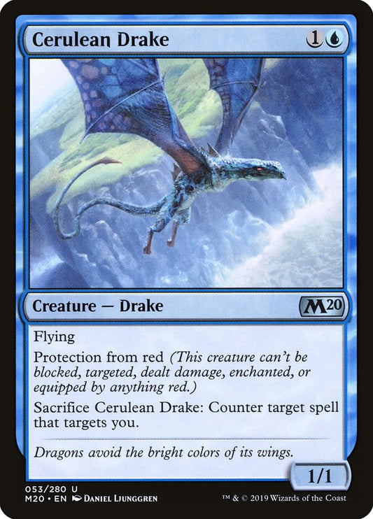 This Is An Image Of The Magic The Gathering Card Cerulean Drake From The Set Core Set 2020 - Designed By Artist Daniel Ljunggren