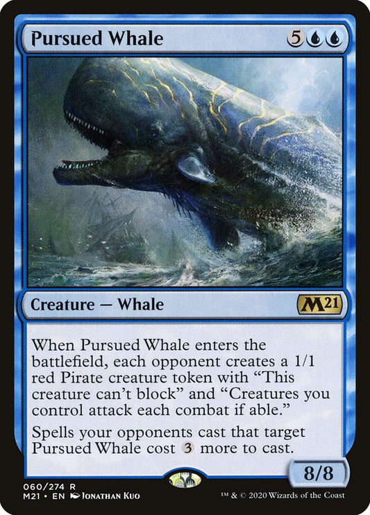 This Is An Image Of The Magic The Gathering Card Pursued Whale From The Set Commander Legends: Battle for Baldur's Gate - Designed By Artist Jonathan Kuo