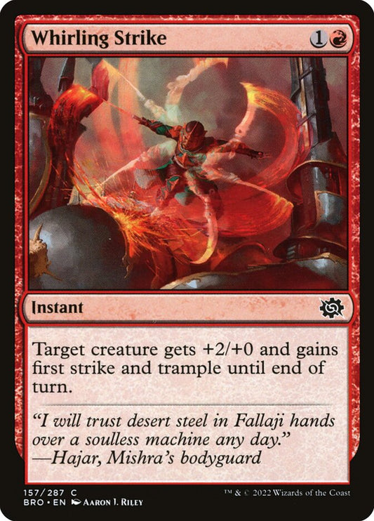 This Is An Image Of The Magic The Gathering Card Whirling Strike From The Set The Brothers' War - Designed By Artist Aaron J. Riley