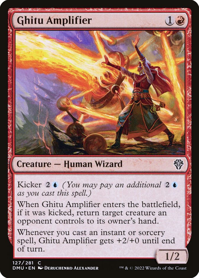 This Is An Image Of The Magic The Gathering Card Ghitu Amplifier From The Set Dominaria United - Designed By Artist Deruchenko Alexander