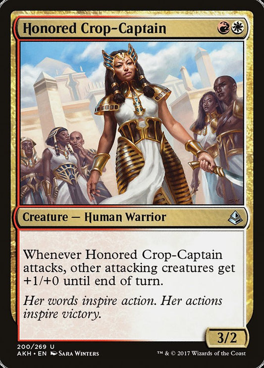 This Is An Image Of The Magic The Gathering Card Honored Crop-Captain From The Set Amonkhet - Designed By Artist Sara Winters