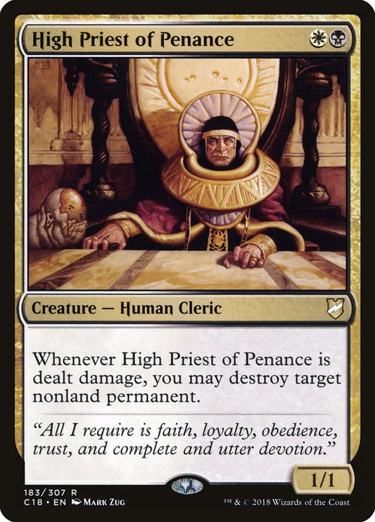 This Is An Image Of The Magic The Gathering Card High Priest of Penance From The Set Commander Legends: Battle for Baldur's Gate - Designed By Artist Mark Zug
