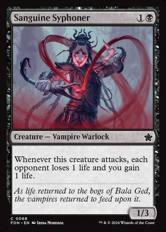 This Is An Image Of The Magic The Gathering Card Sanguine Syphoner From The Set Foundations - Designed By Artist Irina Nordsol