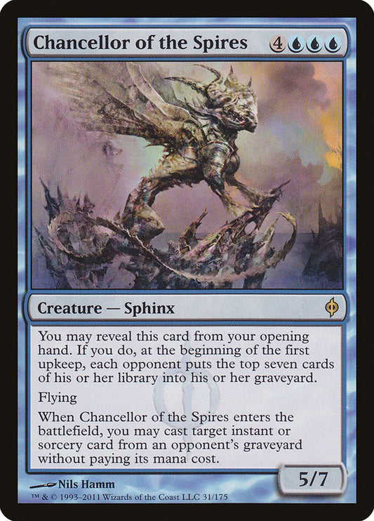 This Is An Image Of The Magic The Gathering Card Chancellor of the Spires From The Set New Phyrexia - Designed By Artist Nils Hamm