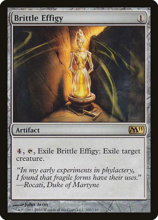 This Is An Image Of The Magic The Gathering Card Brittle Effigy From The Set Duel Decks: Merfolk vs. Goblins - Designed By Artist John Avon