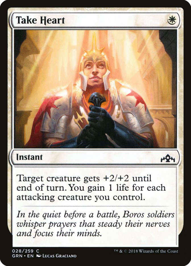 This Is An Image Of The Magic The Gathering Card Take Heart From The Set Jumpstart - Designed By Artist Lucas Graciano