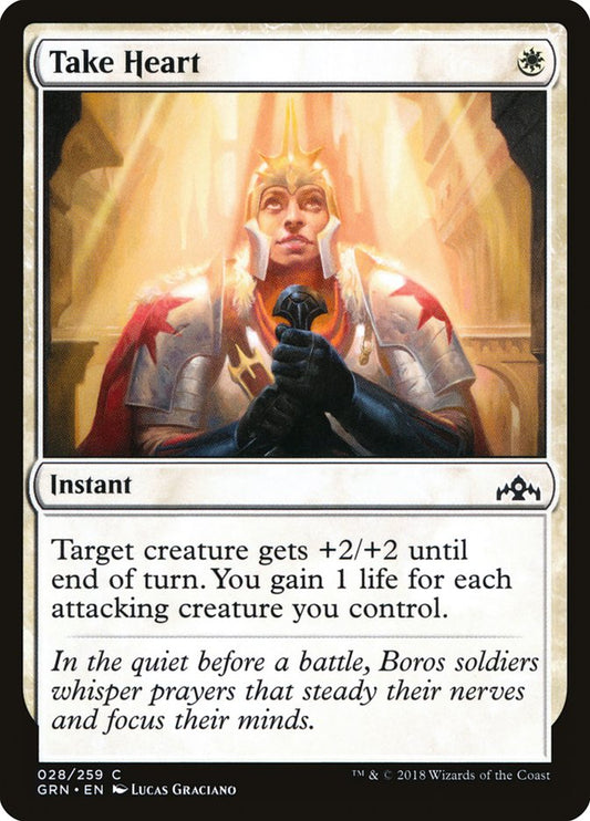 This Is An Image Of The Magic The Gathering Card Take Heart From The Set Jumpstart - Designed By Artist Lucas Graciano